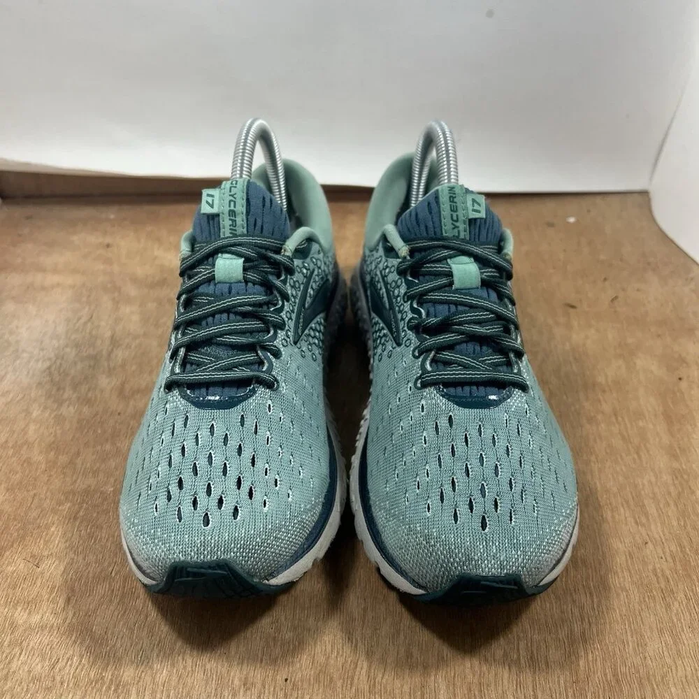 Brooks Glycerin 17 Women Size 8 Green Running Shoes Sneakers - Picture 2 of 9